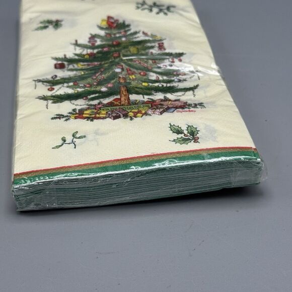 Vtg Sealed New 16 ct Spode Christmas Tree 3 ply Paper Guest Dinner Napkins NOS - Picture 7 of 10